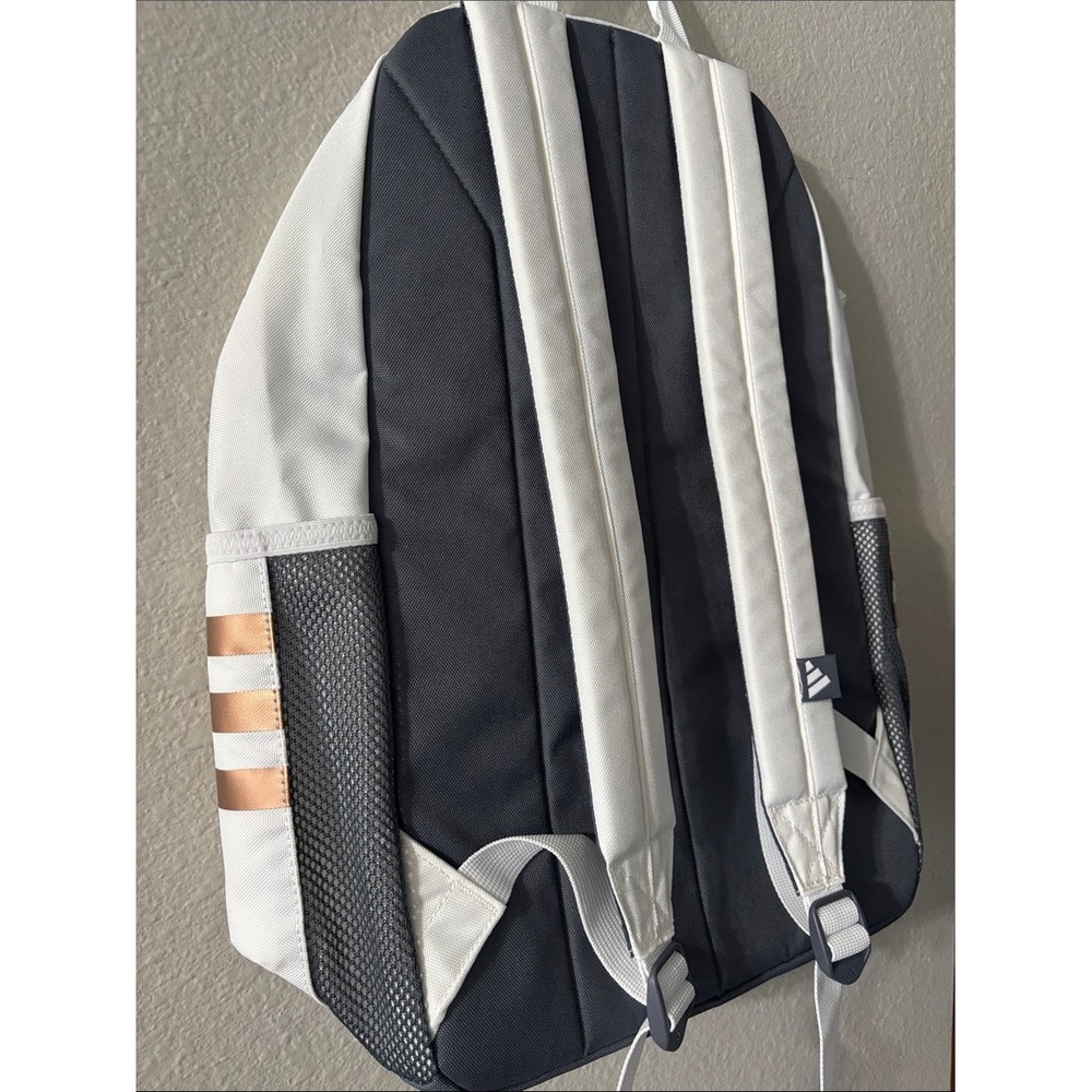 Adidas Classic 3S 5 Laptop Backpack White Rose Gold 19" Travel School GIFT NEW - Picture 5 of 10